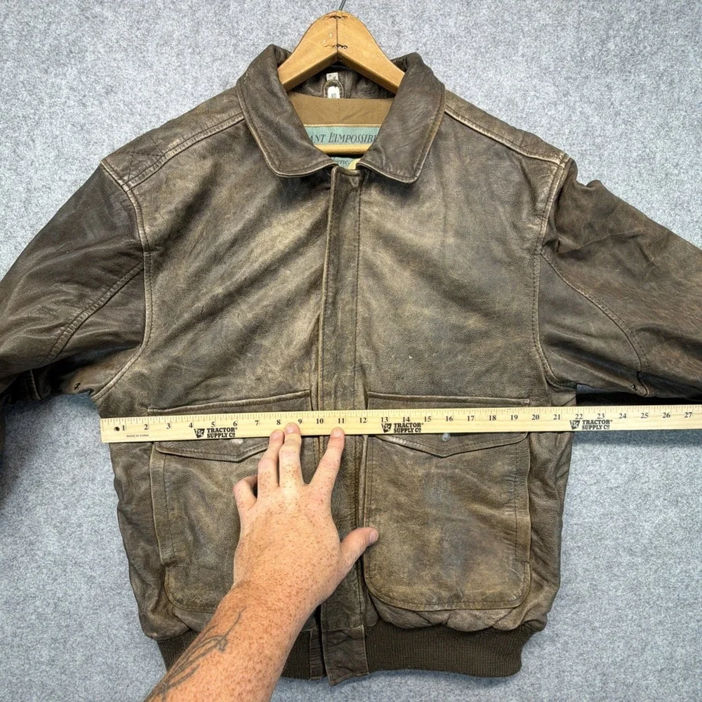 Vintage Aeropostale A-2 Military Leather Bomber Flight Jacket Chocolate Brown 40